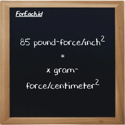 1 pound-force/inch<sup>2</sup> is equivalent to 70.307 gram-force/centimeter<sup>2</sup> (1 lbf/in<sup>2</sup> is equivalent to 70.307 gf/cm<sup>2</sup>)